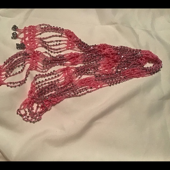 NWOT. CROCHET BEADED SCARF OR BELT - Picture 4 of 6